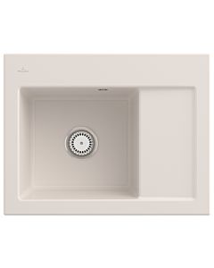 Villeroy und Boch Subway 45 Compact Einbauspüle 331201KR links, mit Ablaufgarnitur, Handbetätigung, 650 x 510 mm, crema CeramicPlus