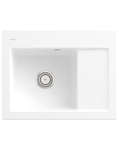 Évier compact encastrable Villeroy und Boch Subway 45 331201RW à gauche, avec garniture de vidage , commande manuelle, 650 x 510 mm, blanc pierre CeramicPlus