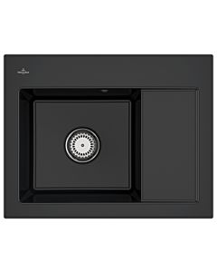 Villeroy und Boch Subway 45 Évier compact encastrable 331201S5 gauche, avec garniture de vidage , commande manuelle, 650 x 510 mm, ébène CeramicPlus