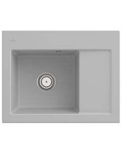 Villeroy und Boch Subway 45 Compact Einbauspüle 331201SM links, mit Ablaufgarnitur, Handbetätigung, 650 x 510 mm, steam CeramicPlus