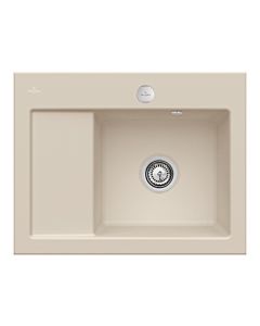 Villeroy und Boch Subway 45 Compact built-in sink 331302AM right, with waste set, pop-up waste, 650 x 510 mm, almond CeramicPlus