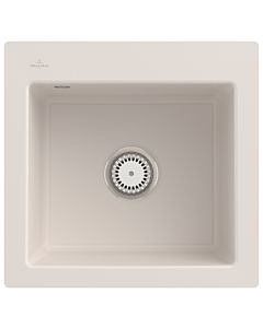 Villeroy und Boch Subway Flächenbündige Spüle 33151FKR mit Ablaufgarnitur und Handbetätigung, Crema