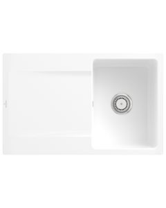 Villeroy und Boch Flächenbündige Spüle 33341FR1 mit Ablaufgarnitur und Handbetätigung, weiß