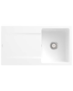 Villeroy und Boch Evier affleurant 33351FRW avec garniture de vidage et commande manuelle, Stone White