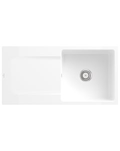 Villeroy und Boch Siluet Flächenbündige Spüle 33361FR1 mit Ablaufgarnitur und Handbetätigung, weiß