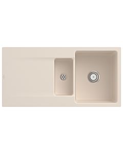 Villeroy und Boch Siluet Flächenbündige Spüle 33371FFU mit Ablaufgarnitur und Handbetätigung, Ivory