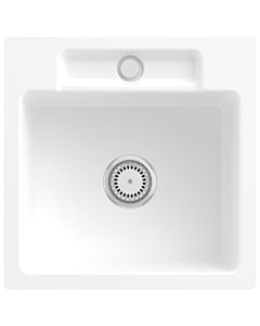 Villeroy und Boch Siluet Flächenbündige Spüle 33451FRW mit Ablaufgarnitur und Handbetätigung, Stone White