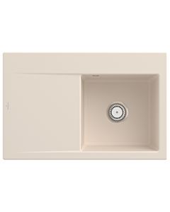 Villeroy und Boch Subway Style 45 Einbauspüle 334701FU rechts, mit Ablaufgarnitur, ivory CeramicPlus, 78 x 51 cm