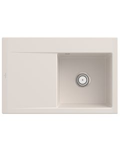 Villeroy und Boch Subway Style 45 évier encastrable 334701KR droite, avec garniture de vidage , crema CeramicPlus, 78 x 51 cm
