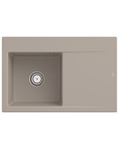 Villeroy und Boch Subway Style 45 Flat Einbauspüle 334801AM links, mit Ablaufgarnitur, almond CeramicPlus, 78 x 51 cm
