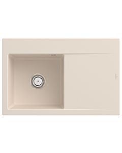 Villeroy und Boch Subway Style 45 Évier plat encastrable 334801FU gauche, avec garniture de vidage , ivoire CeramicPlus, 78 x 51 cm