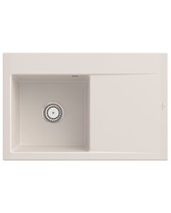 Villeroy und Boch Subway Style 45 Flat built-in sink 334801KR left, with drain fitting, crema CeramicPlus, 78 x 51 cm