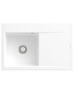 Villeroy und Boch Subway Style 45 Flat Einbauspüle 334801R1 links, mit Ablaufgarnitur, weiß alpin CeramicPlus, 78 x 51 cm