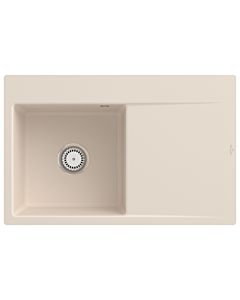 Villeroy und Boch Subway Style 45 Flat flush-mounted sink 33481FFU left, with drain fitting, ivory CeramicPlus, 78 x 51 cm