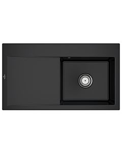 Villeroy und Boch Subway Style 50 Einbauspüle 335101S5 Becken rechts, Ablaufgarnitur mit Handbetätigung, 900x510mm, Ebony