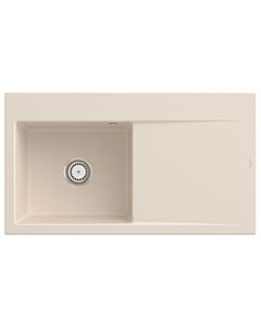 Villeroy und Boch Subway Style 50 Einbauspüle 335201FU Becken links, 900 x 510 mm, Ablaufgarnitur mit Handbetätigung, Ivory