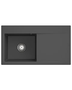 Villeroy und Boch Subway Style 50 Einbauspüle 335201i4 links, mit Ablaufgarnitur, 900 x 510 mm, Handbetätigung, graphit CeramicPlus