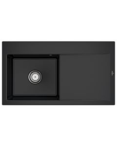 Villeroy und Boch Subway Style 50 Einbauspüle 335201S5 links, mit Ablaufgarnitur, 900 x 510 mm, Handbetätigung, ebony