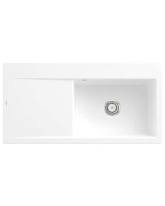 Villeroy und Boch Subway Style 60 Einbauspüle 336101RW Becken rechts, Ablaufgarnitur mit Handbetätigung, 1000 x 510 mm, Stone White