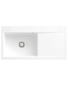 Villeroy und Boch Subway Style 60 Einbauspüle 336201KG Becken links, Ablaufgarnitur mit Handbetätigung, 1000 x 510 mm, Snow White