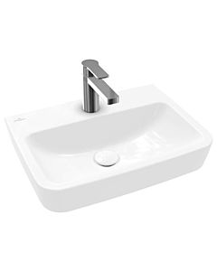 Villeroy und Boch O.novo Handwaschbecken 434451T2 50x37cm, eckig, mit Hahnloch, ohne Überlauf, weiß AntiBac C-plus