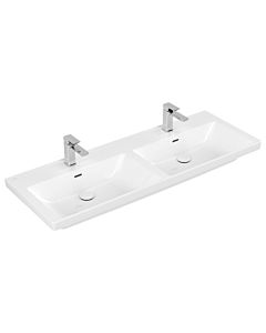 Villeroy und Boch Subway 3. 1930 double cabinet washbasin 4A71D5R1 130x47cm, each with 2000 tap hole / with overflow, white C-plus