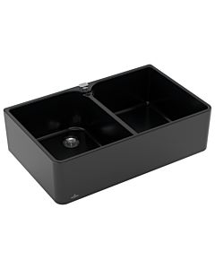 Villeroy und Boch Spülstein Doppelbecken 638002S5 Ablaufgarnitur mit Exzenterbetätigung, Ebony