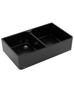 Villeroy und Boch Spülstein Doppelbecken 639001S5 Ablaufgarnitur mit Handbetätigung, Ebony