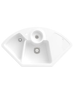 Villeroy und Boch Solo évier d&#39;angle 670801KG garniture de vidange , opération manuelle, restes de cuvette, blanc neige