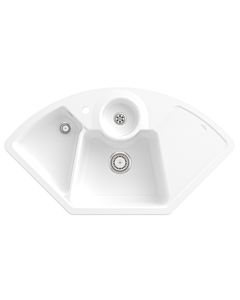 Villeroy und Boch Solo évier d&#39;angle 670801RW garniture de vidange , fonctionnement manuel, restes de cuvette, Stone White