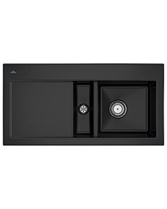 Villeroy und Boch Subway 60 built-in sink 671201S5 right, with waste set, 1000 x 510 mm manual operation, ebony CeramicPlus