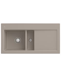 Villeroy und Boch Subway 60 Einbauspüle 677001AM links, mit Ablaufgarnitur, Handbetätigung, 1000 x 510 mm, almond CeramicPlus