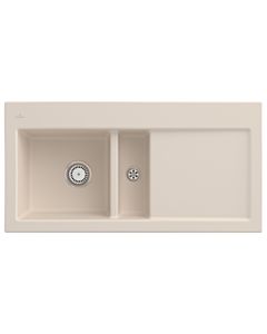 Villeroy und Boch Subway 60 Einbauspüle 677001FU links, mit Ablaufgarnitur, Handbetätigung, 1000 x 510 mm, ivory CeramicPlus