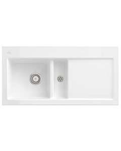 Villeroy und Boch Subway 60 évier encastrable 677001KG gauche, avec garniture de vidage , commande manuelle, 1000 x 510 mm, blanc neige CeramicPlus