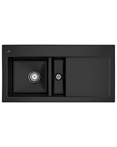 Villeroy und Boch Subway 60 Einbauspüle 677001S5 links, mit Ablaufgarnitur, Handbetätigung, 1000 x 510 mm, ebony CeramicPlus