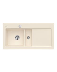 Villeroy und Boch Subway 60 évier encastrable 677002FU gauche, avec garniture de vidage , commande excentrique, 1000 x 510 mm, ivoire CeramicPlus