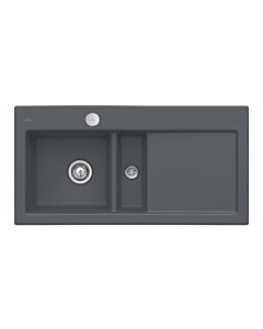Villeroy und Boch Subway 60 évier encastrable 677002i4 gauche, avec garniture de vidage , commande excentrique, 1000 x 510 mm, graphite CeramicPlus