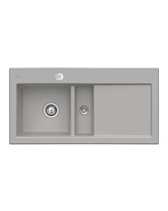 Villeroy und Boch Subway Flächenbündige Spüle 67702FKD Becken links, mit Ablaufgarnitur und Excenterbetätigung, Fossil