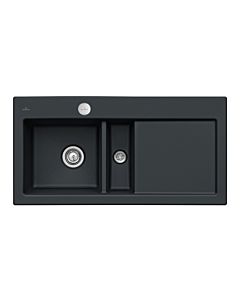 Villeroy und Boch Subway 60 Einbauspüle 677002S5 links, mit Ablaufgarnitur, Excenterbetätigung, 1000 x 510 mm, ebony CeramicPlus