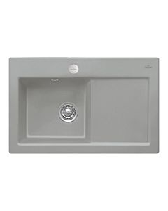 Villeroy und Boch Subway Flächenbündige Spüle 67722FKD Becken links, mit Ablaufgarnitur und Exzenterbetätigung, Fossil