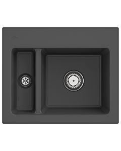 Villeroy & Boch Subway 60 XM Einbauspüle 678001i4 mit Ablaufgarnitur und Handbetätigung, 620 x 510 mm, Graphit