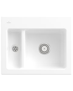 Villeroy und Boch Subway 60 XM Einbauspüle 678001KG mit Ablaufgarnitur, 620 x 510 mm, Handbetätigung, snow white CeramicPlus