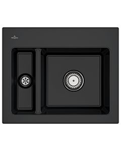 Villeroy und Boch Subway 60 XM Einbauspüle 678001S5 mit Ablaufgarnitur, 620 x 510 mm, Handbetätigung, ebony CeramicPlus