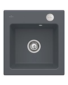 Villeroy und Boch Subway Flächenbündige Spüle 67812Fi4 mit Ablaufgarnitur und Exzenterbetätigung, Graphit