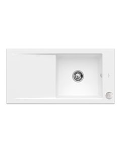 Villeroy und Boch Timeline 60 Flat Flächenbündige Spüle 67902FRW mit Ablaufgarnitur und Exzenterbetätigung, Stone White