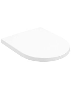 Abattant de toilettes Villeroy &amp; Boch Subway 3.0 8M4261RW, charnières en acier inoxydable, sans système QuickRelease ni fermeture amortie, finition céramique blanc pierre.