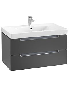 Villeroy & Boch Subway 2.0 Waschtisch-Unterschrank A68910PD 78,7x42x44,9cm, 2 Auszüge, Griff chrom, black matt lacquer