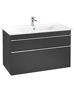 Villeroy und Boch Venticello Waschtisch-Unterschrank A92601PD 95,3 x 59 x 50,2 cm, Becken mittig, Griff Chrom, Black Matt Lacquer