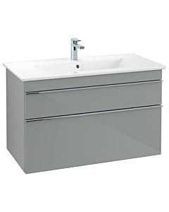 Villeroy und Boch Venticello Waschtisch-Unterschrank A92601RA 95,3 x 59 x 50,2 cm, Becken mittig, Griff Chrom, Glass Glossy Grey