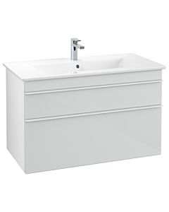 Villeroy und Boch Venticello vanity unit A92602RE 95.3 x 59 x 50.2 cm, basin in the middle, handle white, glass Glossy White